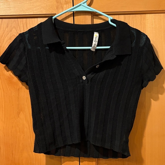 Heavy Manners Tops - Heavy manners cropped knit polo black size small